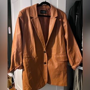 Eloquii Tan Faux Leather Blazer